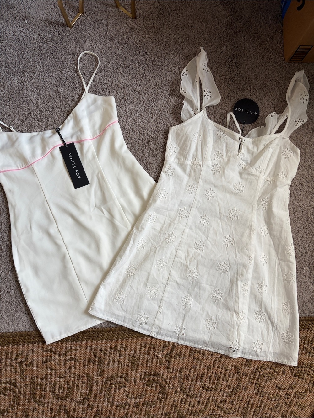 WHITE FOX Dress Bundle White Eyelet & Slip Mini Dress Duo - Cream/White